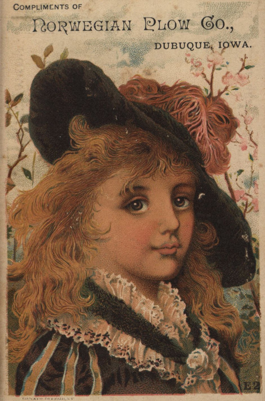 Illustrated advertisement card for the adjustable lever harrow offered by Norwegian Plow Company.