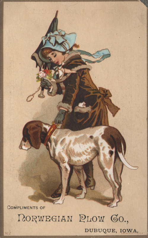 Illustrated advertisement card for the iron combined cultivator offered by Norwegian Plow Company.