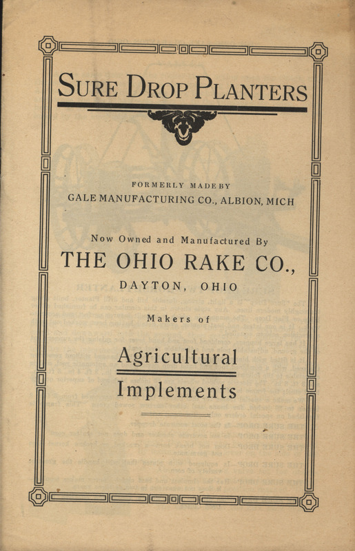 Illustrated advertisement describing the agricultural implements offered by The Ohio Rake Company.