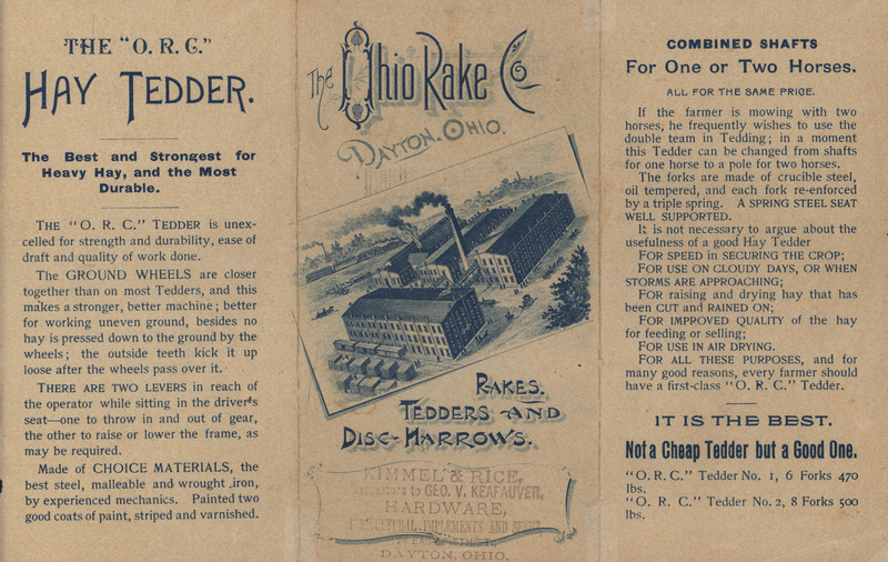 Illustrated pamphlet advertising the Ohio Rake Co.