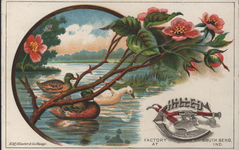 Illustrated card advertising the fair display of Oliver Chilled Plow Works.