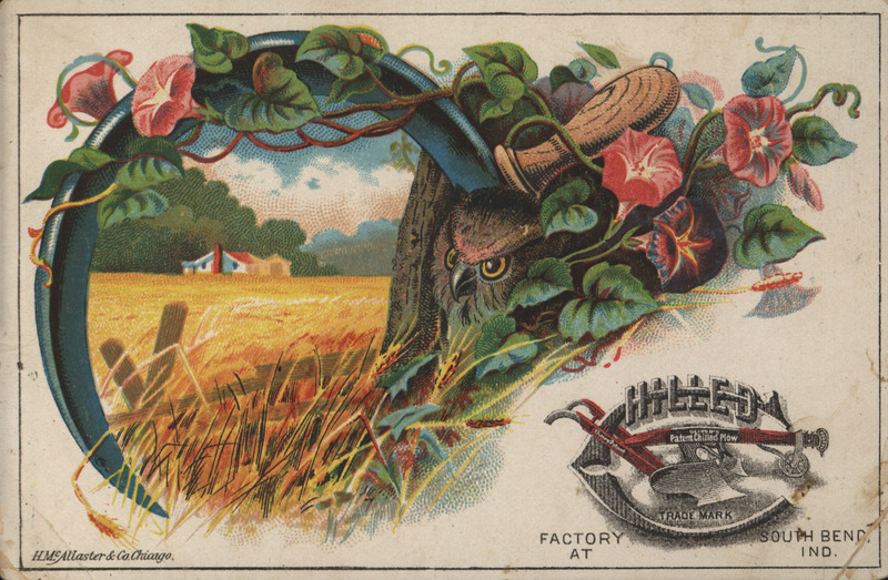 Illustrated card advertising plows manufactured by the Oliver Chilled Plow Works.