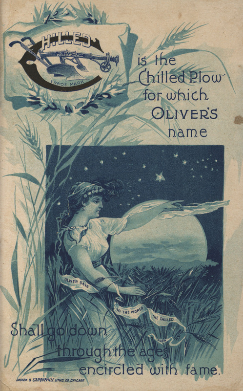 Illustrated card advertising Oliver Chilled Plow Works.