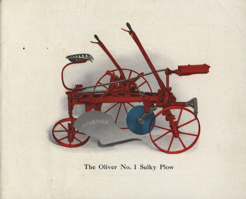 Illustrated card advertising the Oliver No. 1 Sulky Plow made by Oliver Chilled Plow Works.