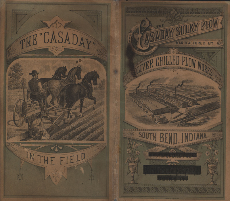 Illustrated catalog describing the agricultural implements offered by Oliver Chilled Plow Works in 1880.