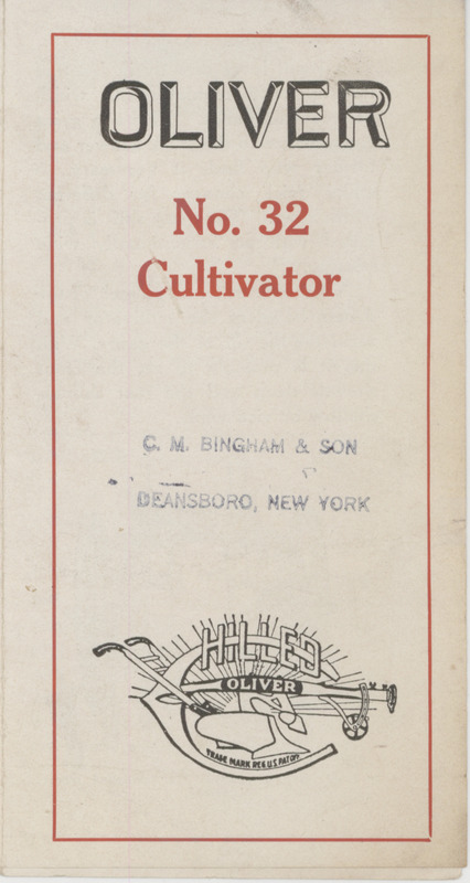 Illustrated pamphlet advertising products manufactured by Oliver Chilled Plow Works.