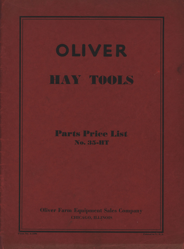 Price list for the hay tools offered by Oliver Farm Equipment Sales Company.