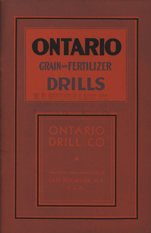 Illustrated catalog describing the agricultural implements offered by Ontario Drill Company.