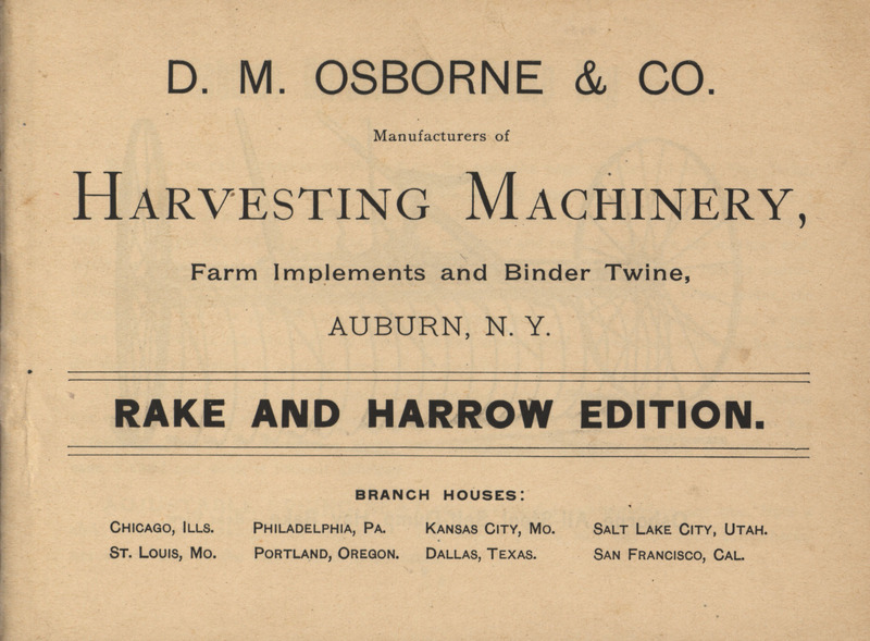 Illustrated catalog advertising machinery manufactured by D.M. Osborne and Company.