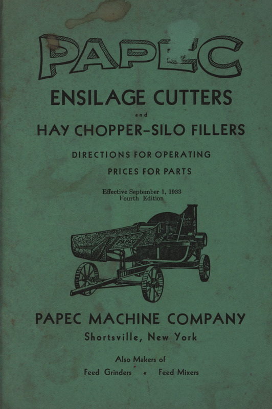 Illustrated operations manual for products manufactured by the Papec Machine Company.