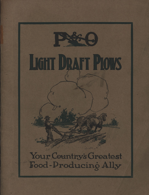 Illustrated catalog describing the P and O light draft plows offered by International Harvester Company of America.