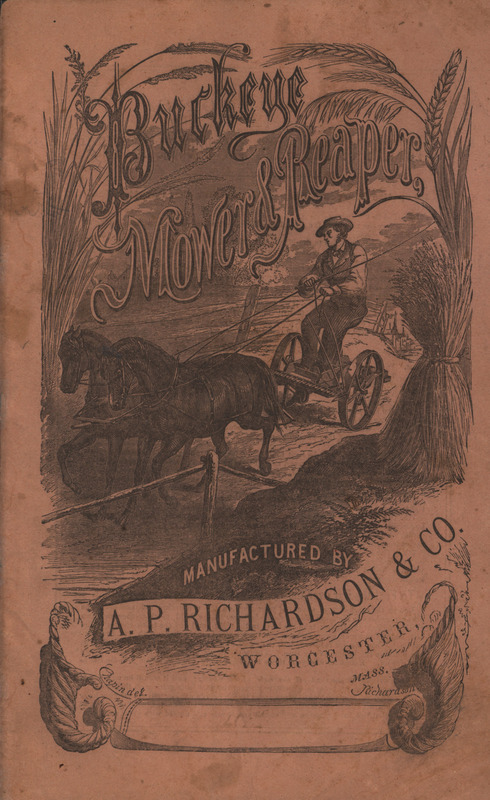 Illustrated catalog advertising the Buckeye Mower and Reaper produced by the Richardson Manufacturing Company.