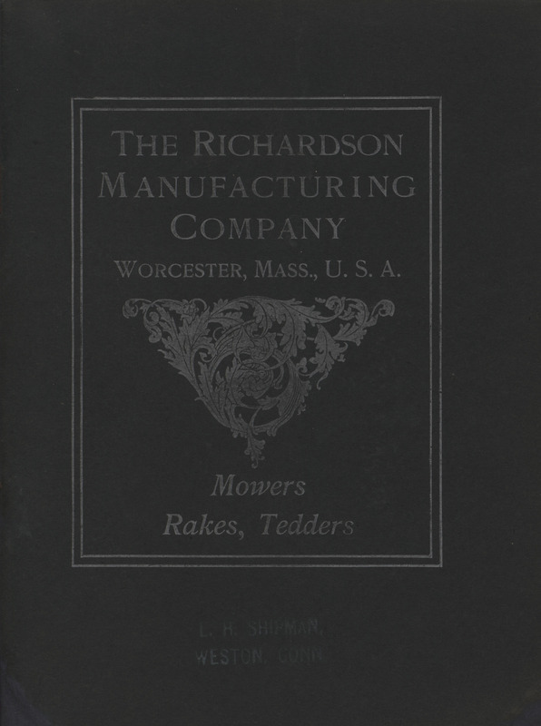 Agricultural machinery catalog created by the Richardson Manufacturing company with illustrations and descriptions of machinery offered.