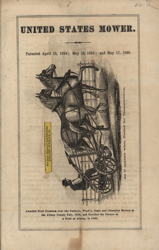 Illustrated catalog describing the United States Mower offered by William J. Risedorph.