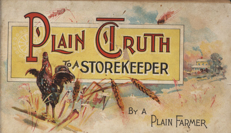 Advertising testimonial titled "Plain Truth to a Storekeeper" about the Hummer gang plow offered by the Sattley Manufacturing Company.