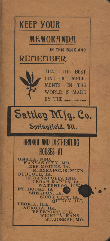 Illustrated pocket book produced by the Sattley Manufacturing Company.