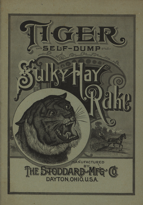 Illustrated catalog advertising the Tiger rake offered by the Stoddard Manufacturing Company.