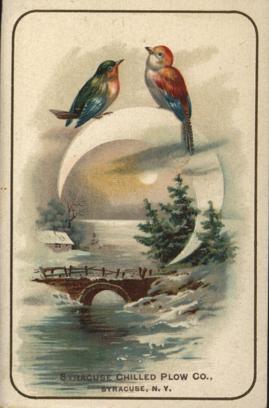 Illustrated card advertising the products manufactured by Syracuse Chilled Plow Company.