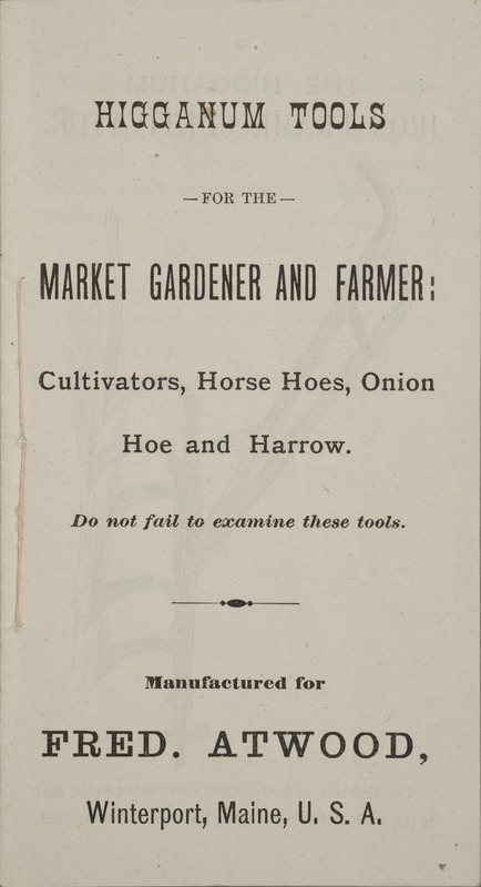 Illustrated catalog describing the Higganum tools offered by Fred Atwood.