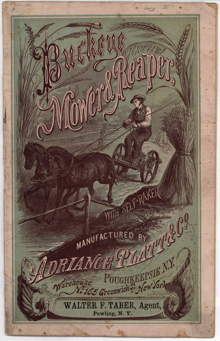 Catalog describing the products available from Adriance, Platt and Company including a mower and accessories. Illustrations and price list included.