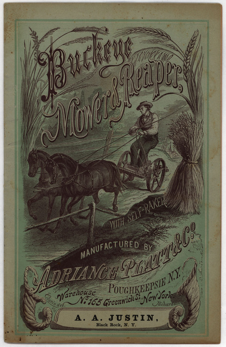 Catalog detailing the mower and accessories offered by Adriance, Platt and Company and details relating the improvements made on their machines. Illustrations and price list included.