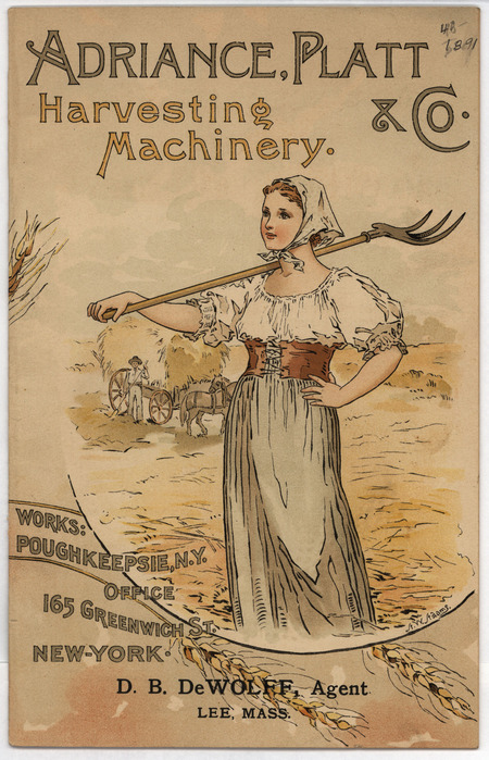 Catalog describing the products offered by Adriance, Platt and Company, specifically grain binders, mowers, reapers and accessories. Includes illustrations.