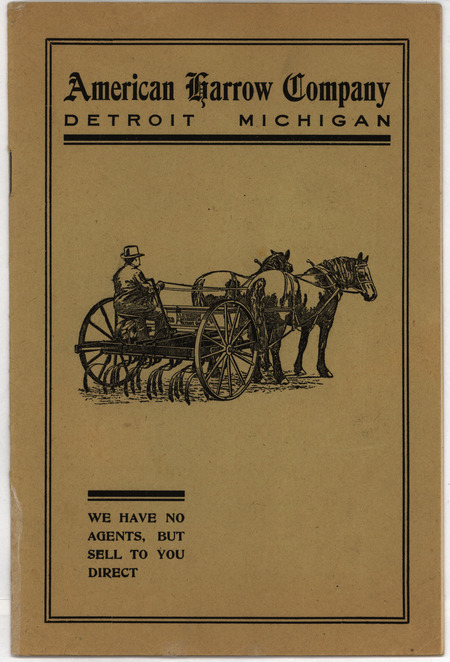 Catalog describing the products offered by American Harrow Company, includes illustrations.