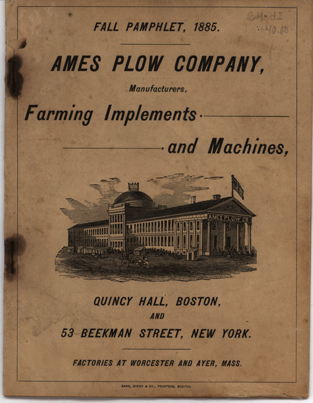 Fall catalog for the Ames Plow Company describing their farming implement and machine products, includes illustrations.