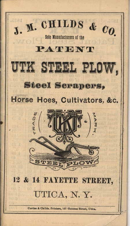 Illustrated catalog describing the agricultural implements offered by J. M. Childs and Company including price lists.