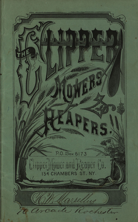 Illustrated catalog describing the agricultural products offered by Clipper Mower and Reaper Company in 1871.