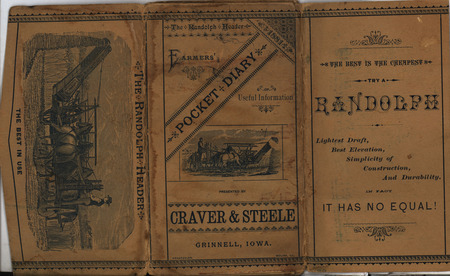 Blank pocket diary targeting farmers produced by Craver and Steele for advertisement purposes.