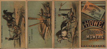 Illustrated advertisement pamphlet for the mowers and reaper offered by Curtis Manufacturing Company in 1883.