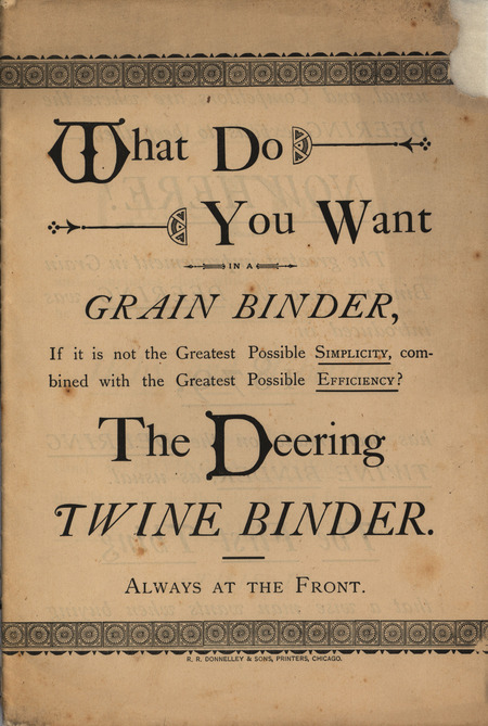 Catalog describing the Deering Twine Binder offered by WM. Deering Company in 1879.