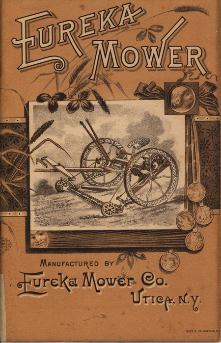 Illustrated catalog describing the agricultural implements and related products offered by Eureka Mower Company in 1890.