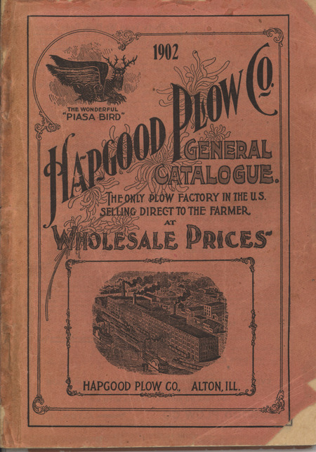 Illustrated annual catalog advertising the products manufactured by Hapgood Plow Company.
