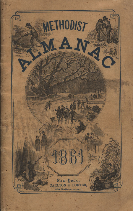 Methodist Almanac for 1861 including calendars, church information and other information.
