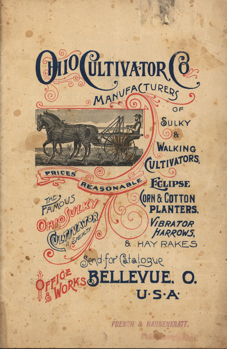 Illustrated catalog describing the agricultural implements offered by Ohio Cultivator Company in 1894.