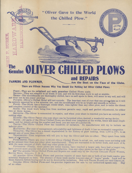 A Genuine Oliver Chilled Plows advertisement.