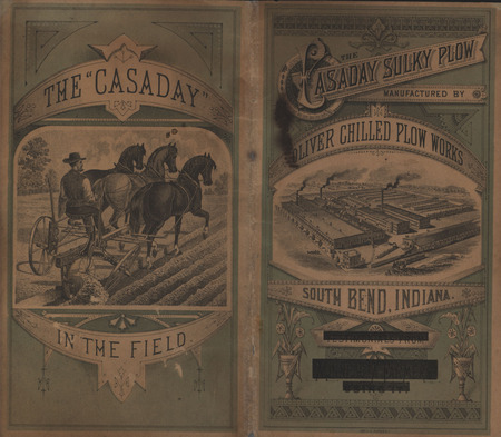 Illustrated catalog describing the agricultural implements offered by Oliver Chilled Plow Works in 1880.