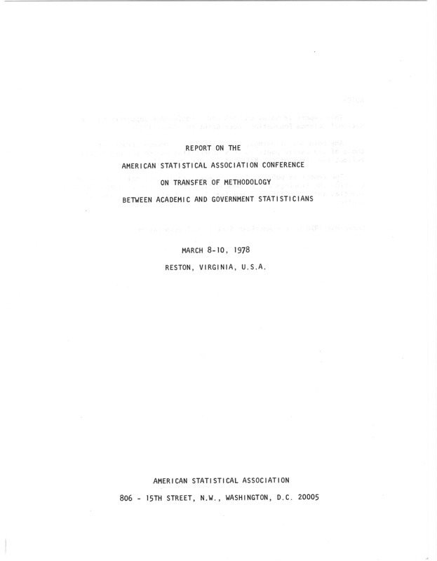 Report on the American Statistical Association Conference on Transfer of Methodology Between Academic and Government Statisticians.