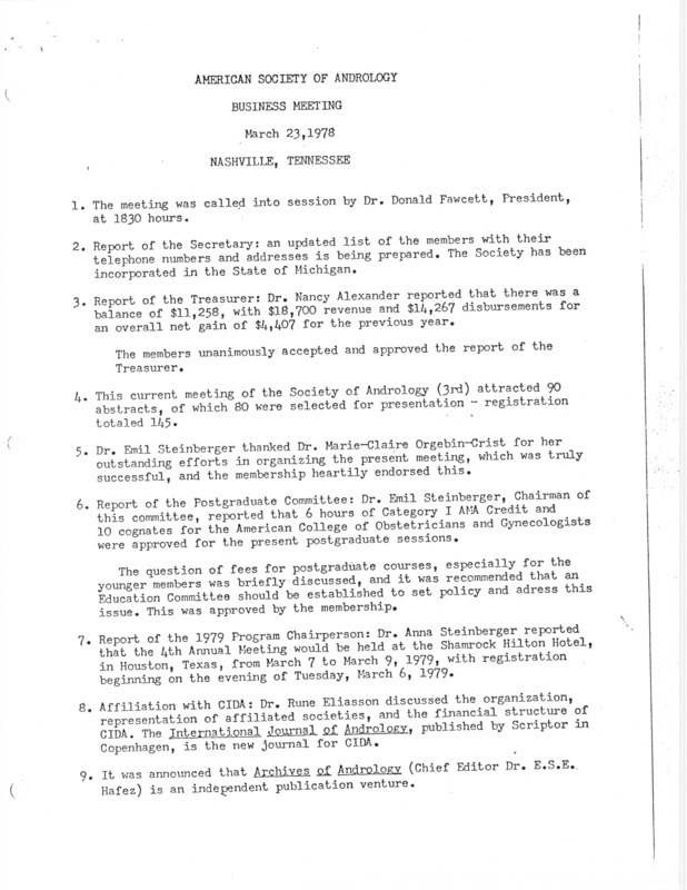 Contains minutes from the March 23, 1978 business meeting.