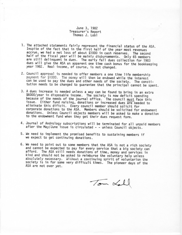 Includes officer reports, Journal of Andrology report, brochures, correspondence, abstract submissions, newsletters, and membership application forms.