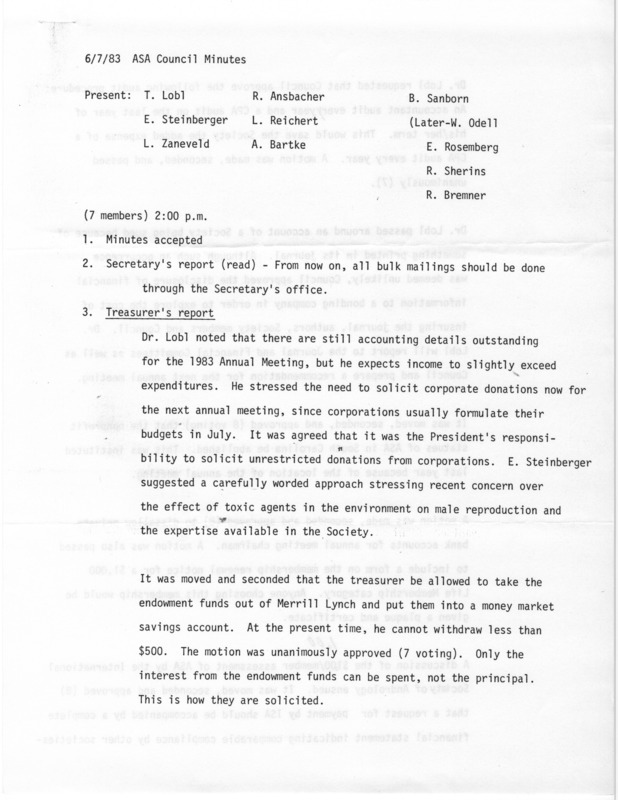Includes minutes, correspondence, officer and committee member list, agenda, officer reports, and program.