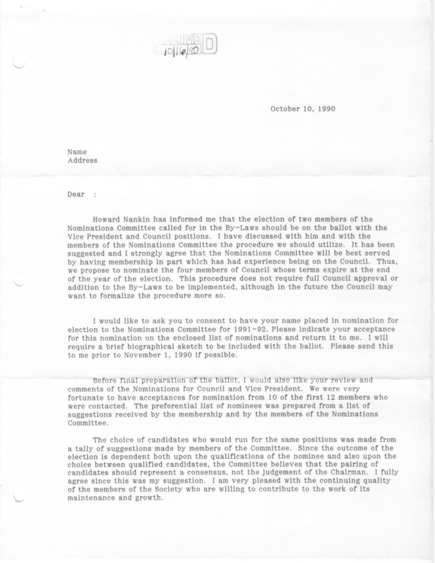 Includes correspondence, biographical sketches of candidates, officer and committee reports, minutes, agenda, officer and committee member lists, social event fliers, Journal of Andrology manuscript submission information, and newsletters.