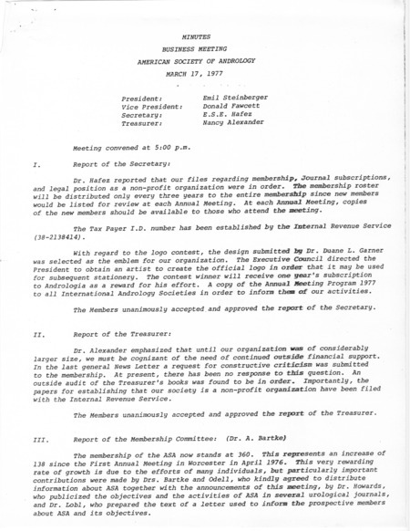 Contains minutes from the March 17, 1977 business meeting.