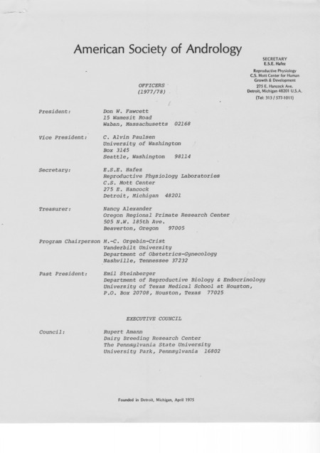 Contains lists of officers, council, and committee members.