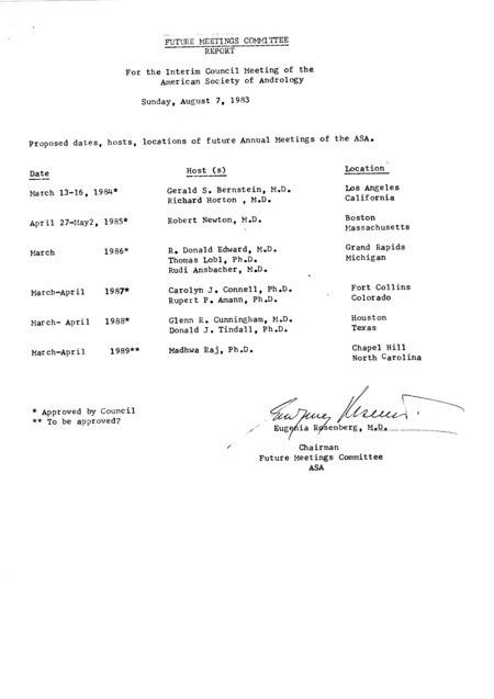 Contains minutes, agendas, reports, annual meetings pre registration statistics, and correspondence.