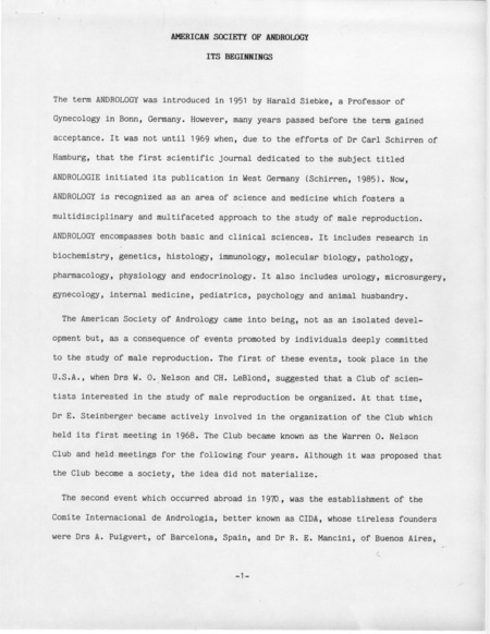 Contains the history of the society.