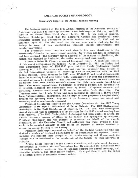 Contains the secretary's report for the 11th annual meeting.