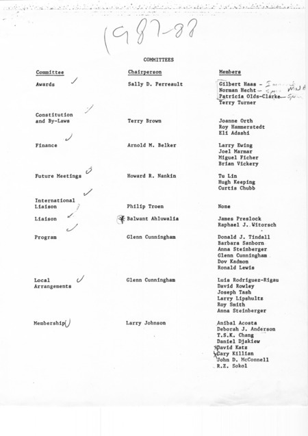 Contains lists of committee members.